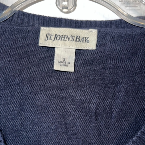 St. John’s Bay Y2K Blue Argyle Sweater Juniors 5 Preppy Knit - Picture 4 of 8